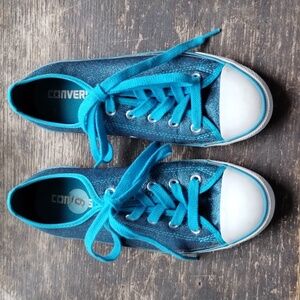 Converse Teal Glitter Low Ox